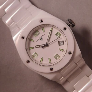 Swiss Legend Throttle White Ceramic Date New Battery Mens Watch....40mm - Picture 1 of 15