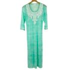 Inc Beach Swimsuit Cover Up Sheer Aqua Embroidered Beaded Long Small