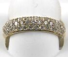 Natural Round Diamond Cluster 3 Row Lady's Ring Band 14k Yellow Gold 1.25Ct