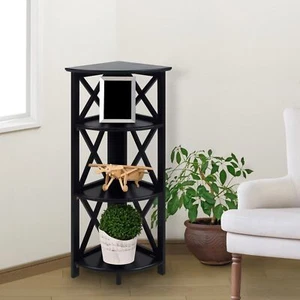 Corner Shelf Stand 4 Tier Organizer Rack Bokkcase Storage Shelves Display Unit - Picture 1 of 7