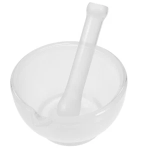 1 Set Stößel und Glasschale Glasmahlbehälter mit Stößel für Labor - Bild 1 von 12