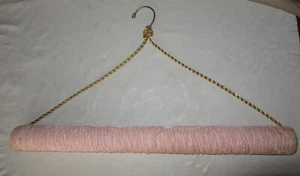 FABRIC COVERED ROLLED HANGER W/GOLD CORD, USED FOR HANGING FURS - Picture 1 of 2