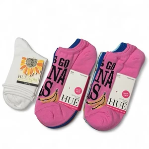 HUE Colorful Cotton Liner Socks OSFM 12 Pairs | Free Roll Top Shortie Sock OS - Picture 1 of 12