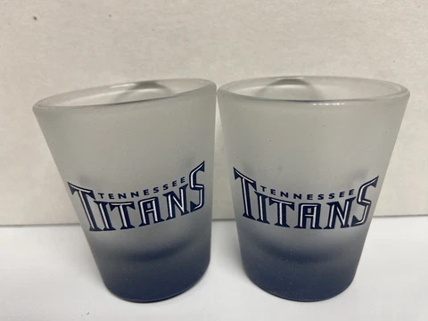 Tennessee Titans 2oz  Shot Glass ( set of two )Frosted With  Blue Bottom      C Cover