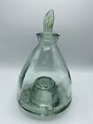 Wasp Fly Bee Trap Catcher Heavy Pale Green Glass With Leaf Lid Vintage /Rw