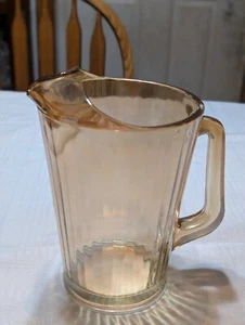 Vintage Jeanette Ringelblume getäfelt 2 Quart schillernder Glas Wasserkrug 8" hoch - Bild 1 von 11