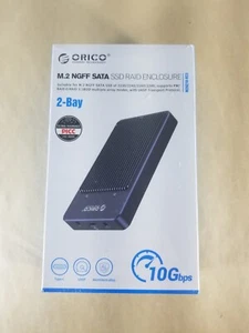 Orico M.2 NGFF SATA SSD Raid Enclosure 2-Bay New Sealed M2n210-RC3 - Picture 1 of 5