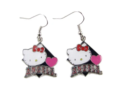 Los Angeles Angels Hello Kitty Dangle Earrings Red MLB Girls Womens Jewelry S2 Cover