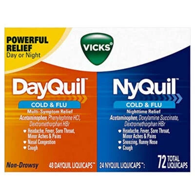 Vicks Dayquil and Nyquil Cough, Cold and Flu Relief, 72 LiquiCaps - Image 1 of 4