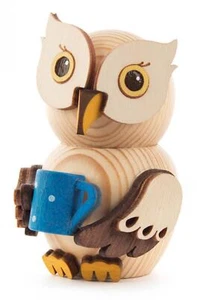 Miniature Mini-Eule With Mug H=3 IN New Wood Figure Holzminiatur Collection - Picture 1 of 1
