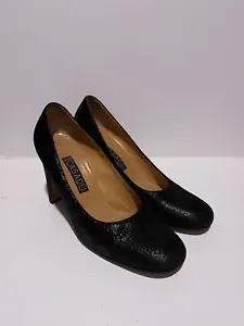 CASADEI Vero Cuoio Black Leather Platform Heels Pumps Made In Italy 8 AA - Picture 1 of 6