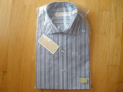  Camisa de vestir para hombre Michael Kors 15 32/33 calce regular gris sombra rayas Foto 1 de 2