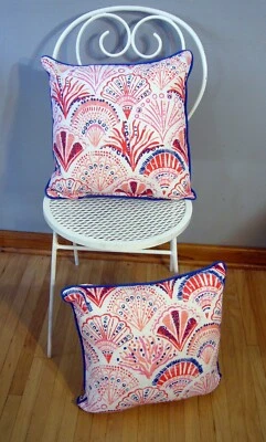 2 New Outdoor Indoor Cushion Pillow  Sea Shell Beach costal Allen & Roth - Image 1 of 3