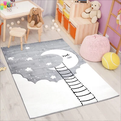 Kinderteppich Bueno Mond Sterne Modern Kinderzimmer Hoch Tief Effekt  - Bild 1 von 4