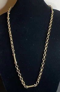 Vintage Cabochon Halskette mehrfarbig Cabochon goldfarben klobig 34" 86 cm - Bild 1 von 6