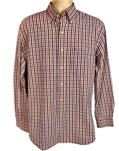 IZOD Men's Shirt Red Blue White Plaid Long Sleeve Button Up Size Medium - Picture 1 of 2
