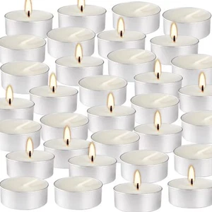 50 Pack Unscented White Tealight Candles Small Votive Smokeless Dripless Candles - Picture 1 of 7