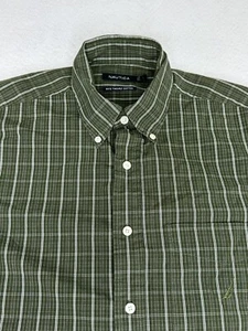 Nautica Men's Button Down Shirt Green Plaid Long Sleeve 80s Two-Ply Cotton Large - Picture 1 of 8