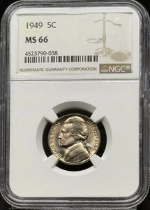 1949 Jefferson Nickel NGC MS-66 - Picture 1 of 2