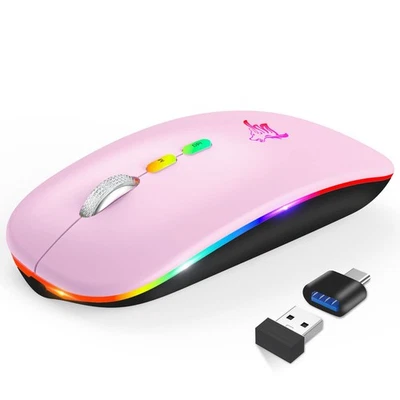 LED Wireless Mouse Slim Rechargeable Wireless Bluetooth Mouse 2.4G Portable U... - Image 1 of 4