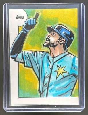 2025 Topps Update Jumbo Josh Lowe Sketch Artwork Card Matt Stewart 1/1 1of1 Rays - Image 1 of 2
