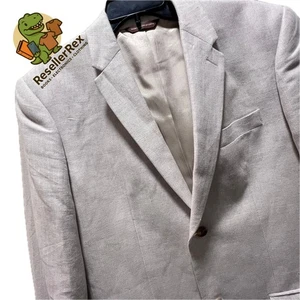 Perry Ellis Mens Linen Cotton Blazer Sport Coat Neutral Herringbone 42 REG - Picture 1 of 8