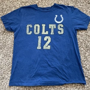 Camisa de algodón Majestic XL Indianapolis Colts Andrew Luck azul manga corta para hombre - Imagen 1 de 6