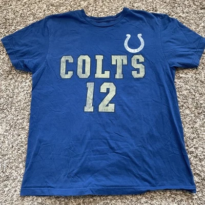Camisa de algodón Majestic XL Indianapolis Colts Andrew Luck azul manga corta para hombre Foto 1 de 4