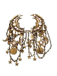 Pendientes de clip de cadena de luna y estrella firmados por Jack Smile de colección (A9489) - Imagen 1 de 6