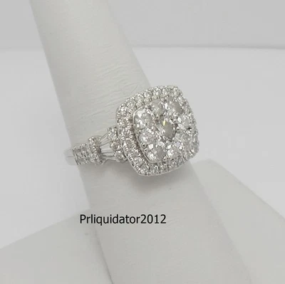 Anillo de compromiso de boda de aniversario de diamantes naturales de 2 quilates de oro blanco de 14 quilates Foto 1 de 4