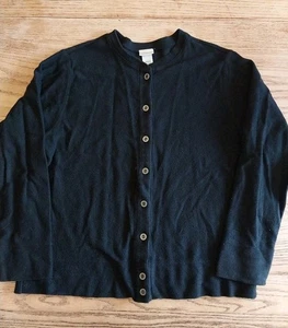 Cardigan LL Bean nero chiusura bottoni 100% cotone Perù donna Petite Medium - Foto 1 di 6