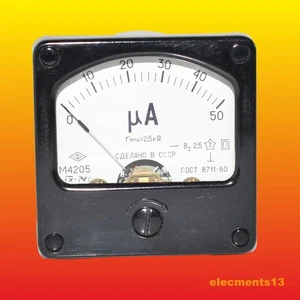 0-50 uA M4205 CLASE DE PRECISIÓN 2,5 AMPERÍMETRO MEDIDOR DE CORRIENTE ANALÓGICO 60X60mm - Imagen 1 de 3