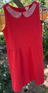 Crewcuts Red Ponte Holiday Dress Jeweled Rhinestone Collar Girls Sz 14 - Picture 1 of 11
