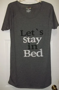 Ready Set Bed Women's Nightgown "Let's Stay in Bed" Gray Size XL - Picture 1 of 5