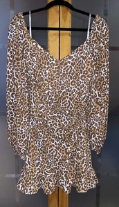 Lilly Pulitzer Lila Long Sleeve Faux Wrap Dress in Leopard Print Womens 4 - Picture 1 of 3