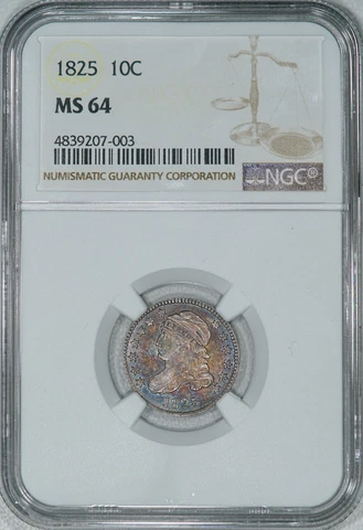 1825 NGC MS64 PQ Capped Bust Dime, a super lustrous originally toned gem beauty Cover
