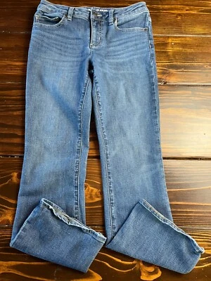 Pantalones de mezclilla Land's End para mujer talla pequeña 4 azul arrugas blanqueador corte bota tiro medio Foto 1 de 4