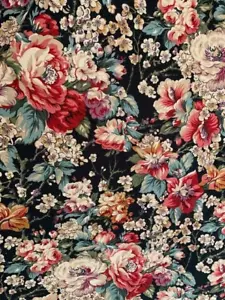 The ALEXANDER HENRY Collection Vintage Black on Pink Rose Cream FLORAL Fabric - Picture 1 of 4