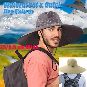 Wide Brim Waterproof Sun Bucket Hat UPF50+ Safari UV Protection Summer Beach Cap - Picture 1 of 127