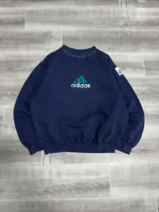 Sudadera Adidas Equipment Vintage Años 90 Cuello Redondo Logo Emabroided Azul Talla M - Imagen 1 de 13