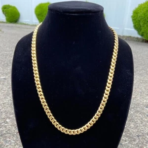 4.5mm Real Semi Solid 14k Yellow Gold Miami Cuban Link Chain Necklace Box Clasp - Picture 1 of 4