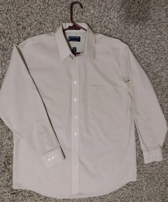 Stafford Men's Performance Classic Super Shirt Tan Size 17-34/35 Long Sleeve  - Image 1 of 4