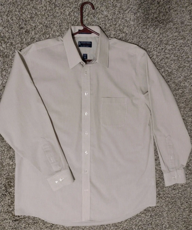 Súper Camisa Stafford Performance Clásica Para Hombre Tostada Talla 17-34/35 Manga Larga  Foto 1 de 4
