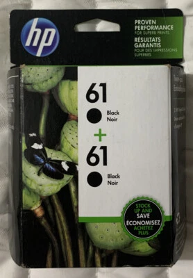 HP 61 Black Ink Twin Pack CZ073FN 2 x CH561WN Exp 2026+ OEM Sealed Retail Box - Image 1 of 4