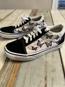 Vans Kids Old Skool Pink Checkerboard And Butterfly Sneakers Size 2.5 - Picture 1 of 13