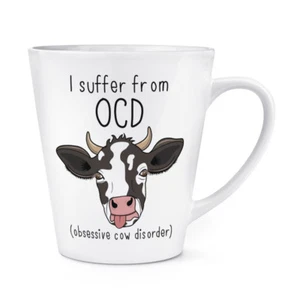 Cow OCD 12oz Latte Mug Cup - Funny Joke Obsessive cow Disorder - Picture 1 of 1