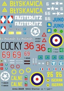 Armo 35439 1/35 M4A2 Sherman part 1 (waterslide decals) - Imagen 1 de 3