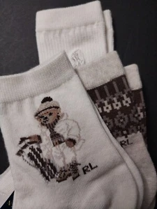 2-4T Toddler Girls Polo Ralph Lauren POLO BEAR SLED Crew Socks Size 6-10 ,3 PAIR - Picture 1 of 5