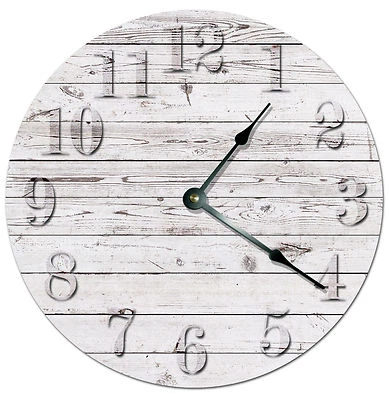 Home Room Wall Decor Housewarming RUSTIC WHITE BEACH CLOCK Silent Clocks 2021  - Image 1 of 4
