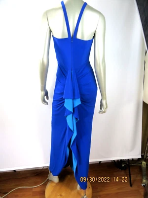 Sexy Vestido Largo DECODE 1.8 TALLA 4 Poliéster/Spande 2 Tonos de Azul Apretado Ventilación Trasera Lazo Foto 1 de 4